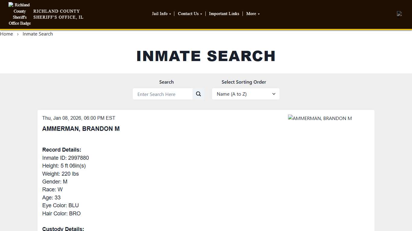 Inmate Search Richland County Sheriff’s Office IL