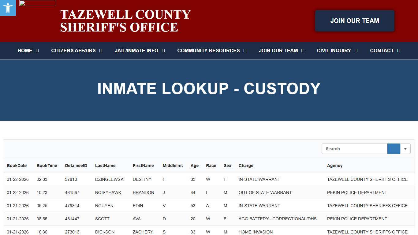 Inmate Lookup - C - Tazewell County Sheriff